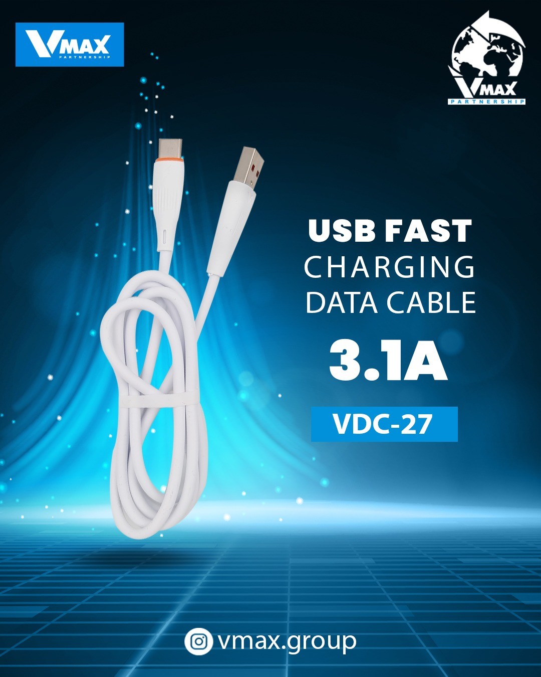 USB CABLE    3.1A / MICRO / FAST     وصلة في ماكس تايب سي 3.1 امبير فاست     V MAX    VDC 27