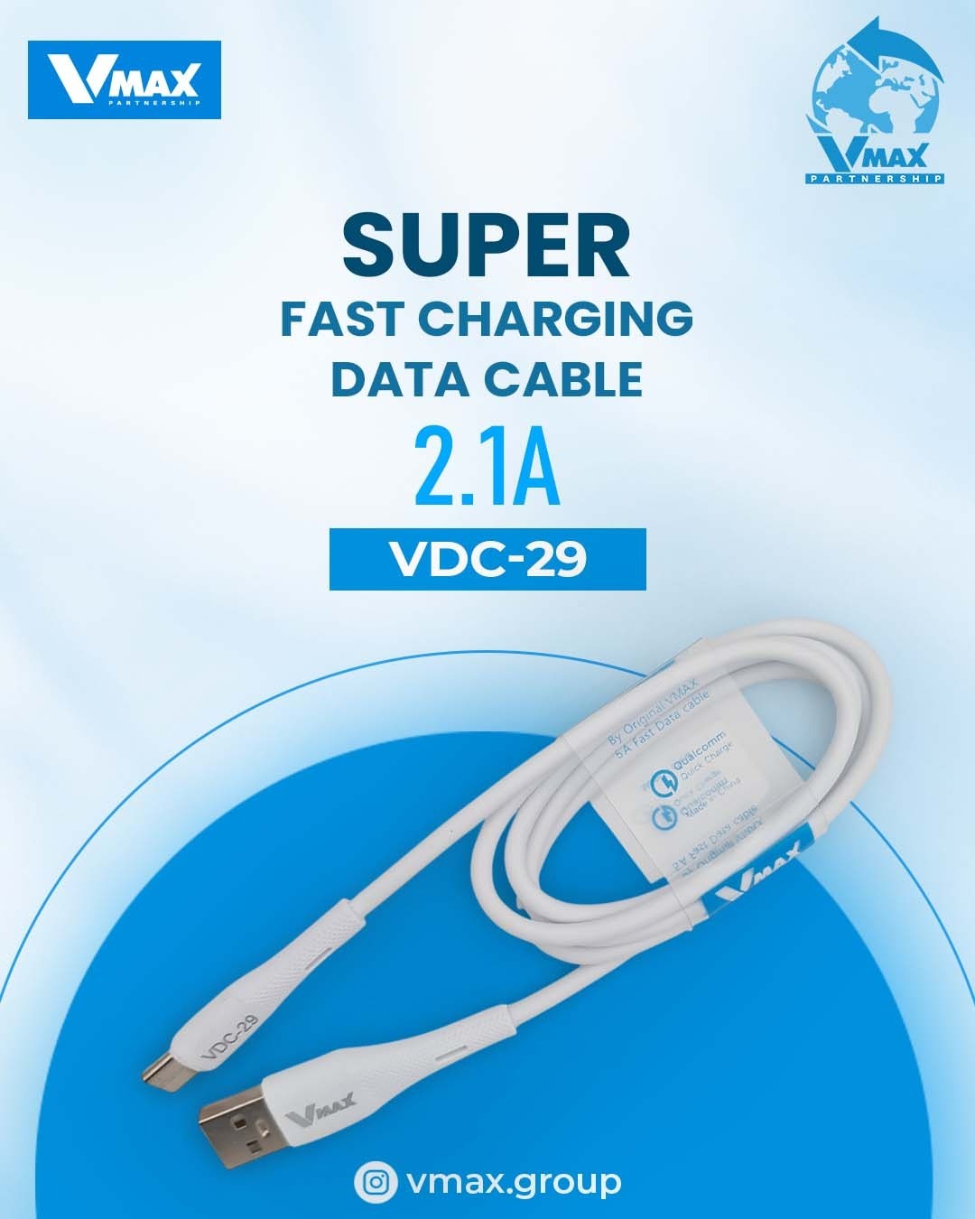 USB CABLE    2.1A / TYPE C / FAST    وصلة في ماكس تايب سي 2.1 امبير فاست     V MAX    VDC 29
