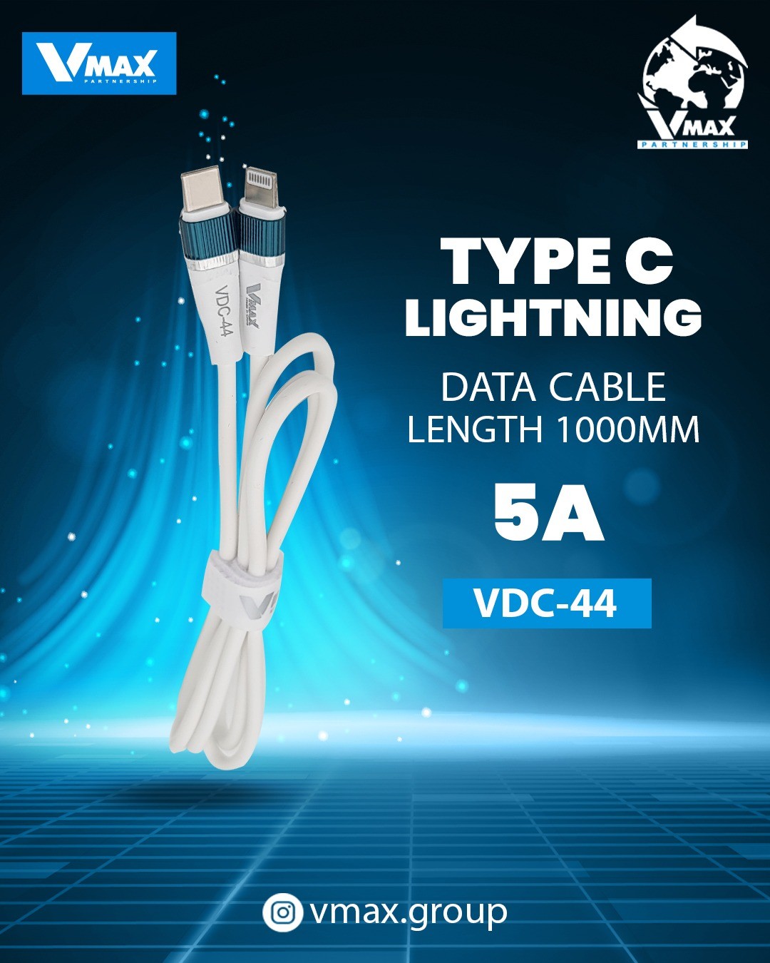 USB CABLE    5A / TYPC TO IPH / FAST    وصلة في ماكس تايب سي الى ايفون 5 امبير فاست     V MAX    VDC 44