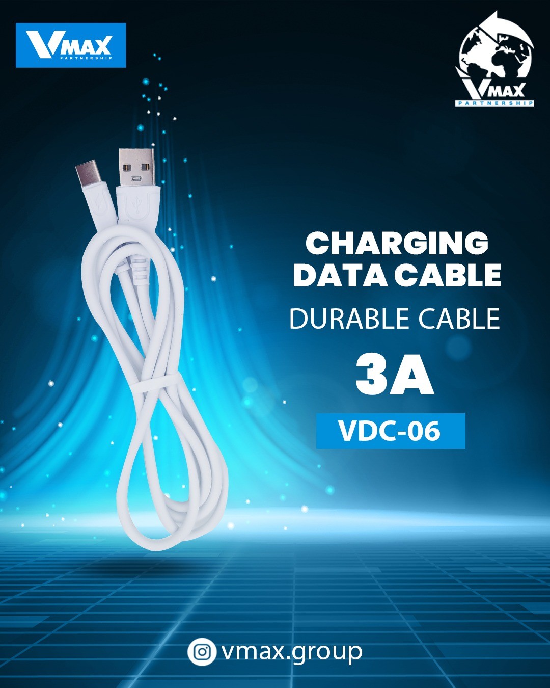 USB CABLE    3A / TYPE C / FAST     وصلة في ماكس تايب سي فاست 3 امبير     V MAX    VDC 06