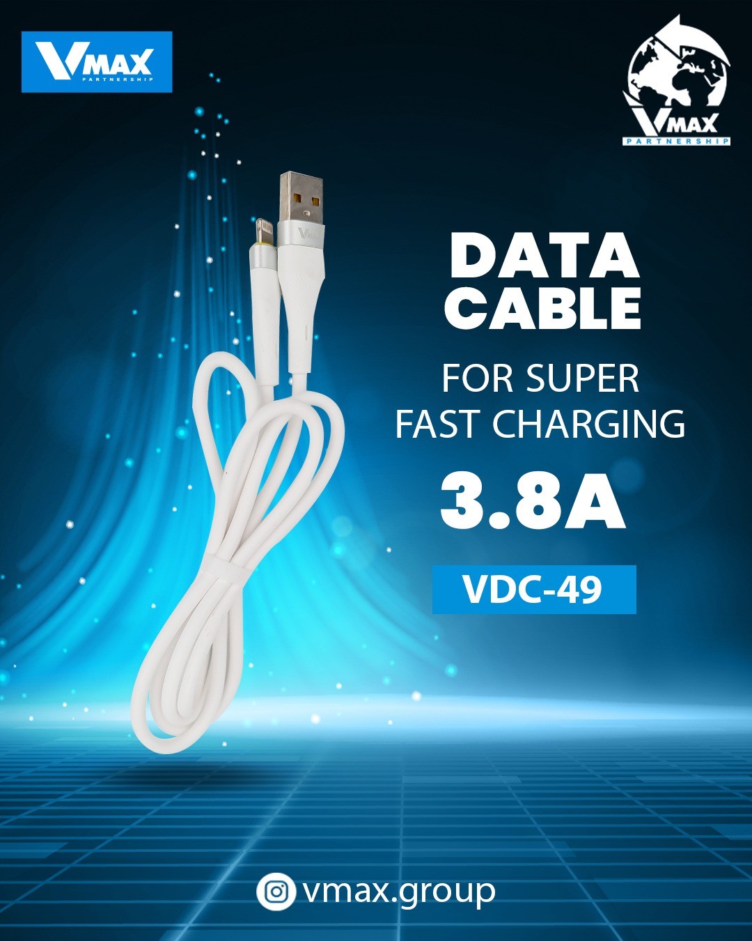 USB CABLE    3.8A / IPHONE / FAST    وصلة في ماكس ايفون  3.8 امبير فاست    V MAX    VDC 49