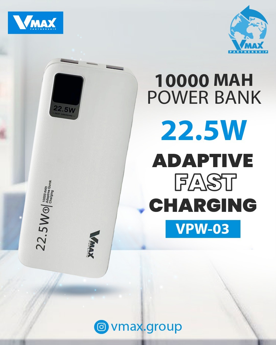 POWER BANK     22.5 W / 10000 MAH / FAST / LCD    بور بانك في ماكس فاست مع شاشة    V MAX    VPW 03