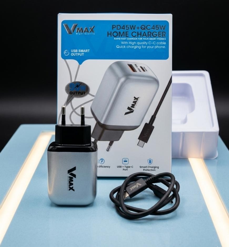 HOME CHARGER  90W / PD + TYPE C  /     شاحن منزلي في ماكس تايب سي مؤشر تيربو + سوبر فاست     V MAX    VHC 14