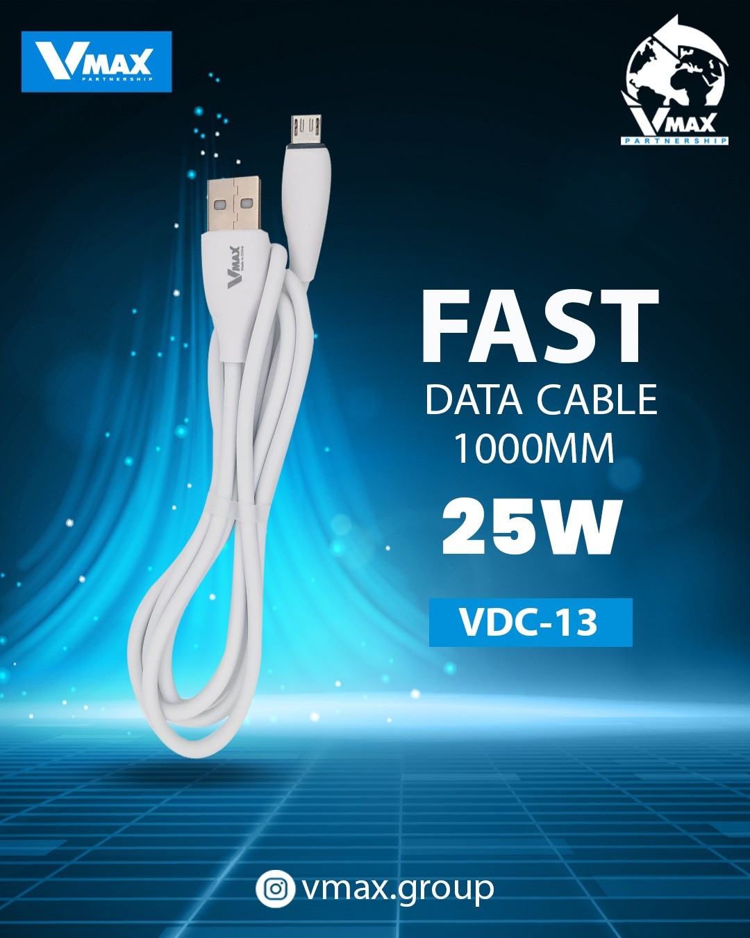 USB CABLE    25W / MICRO / FAST    وصلة في ماكس سامسونغ فاست 25 واط     V MAX    VDC 13