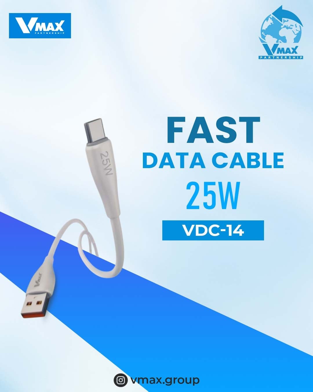 USB CABLE    25W / TYPE C / FAST    وصلة في ماكس تايب سي فاست 25 واط     V MAX    VDC 14