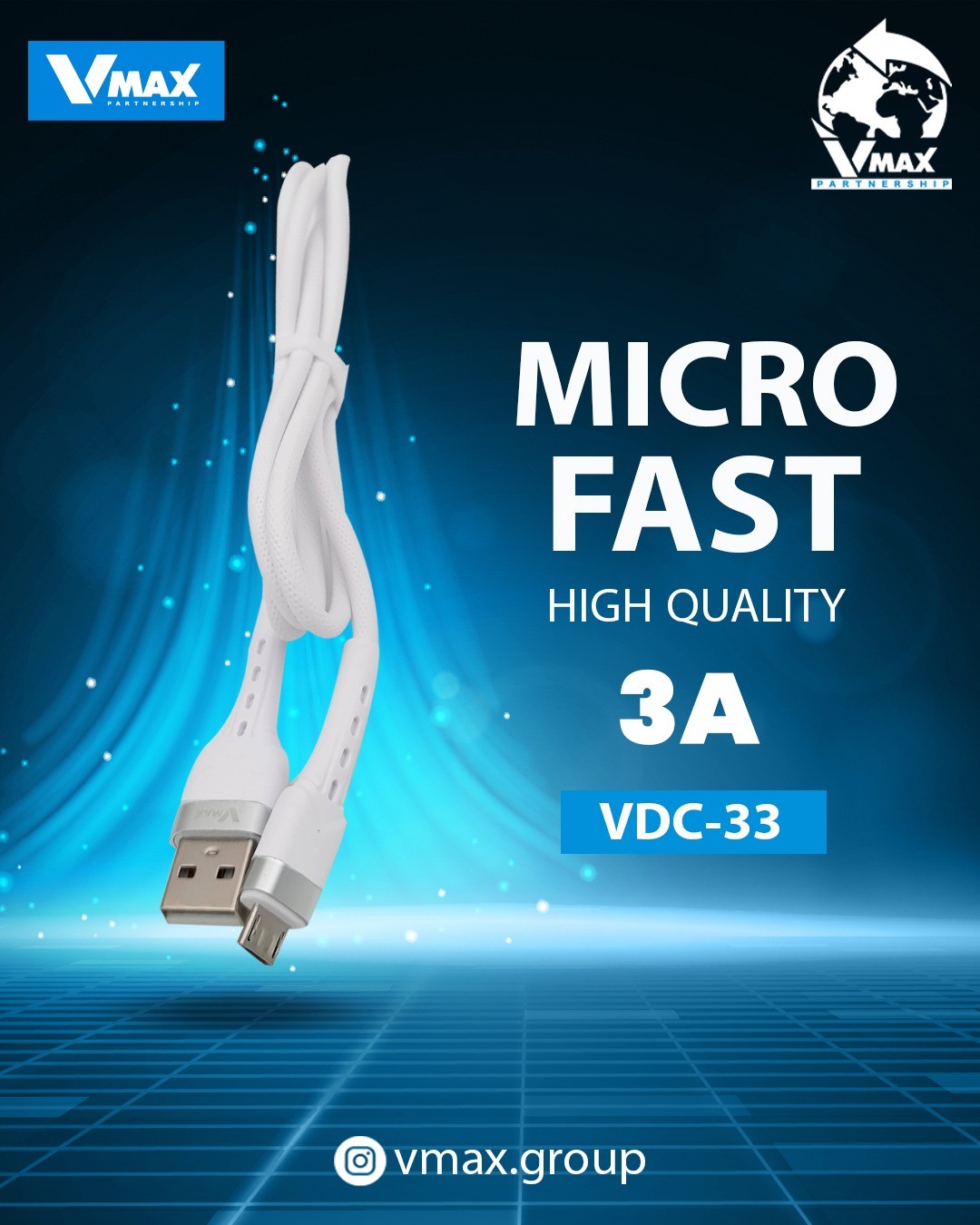 USB CABLE    3A / MICRO / FAST     وصلة في ماكس سامسونغ 3 امبير فاست     V MAX    VDC 33