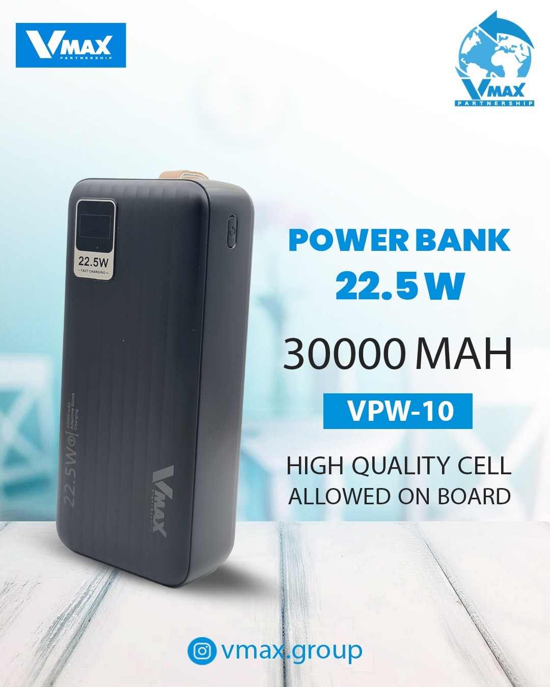 POWER BANK     22.5W  / 30000 MAH / FAST / LCD    بور بانك في ماكس فاست مع شاشة    V MAX    VPW 10
