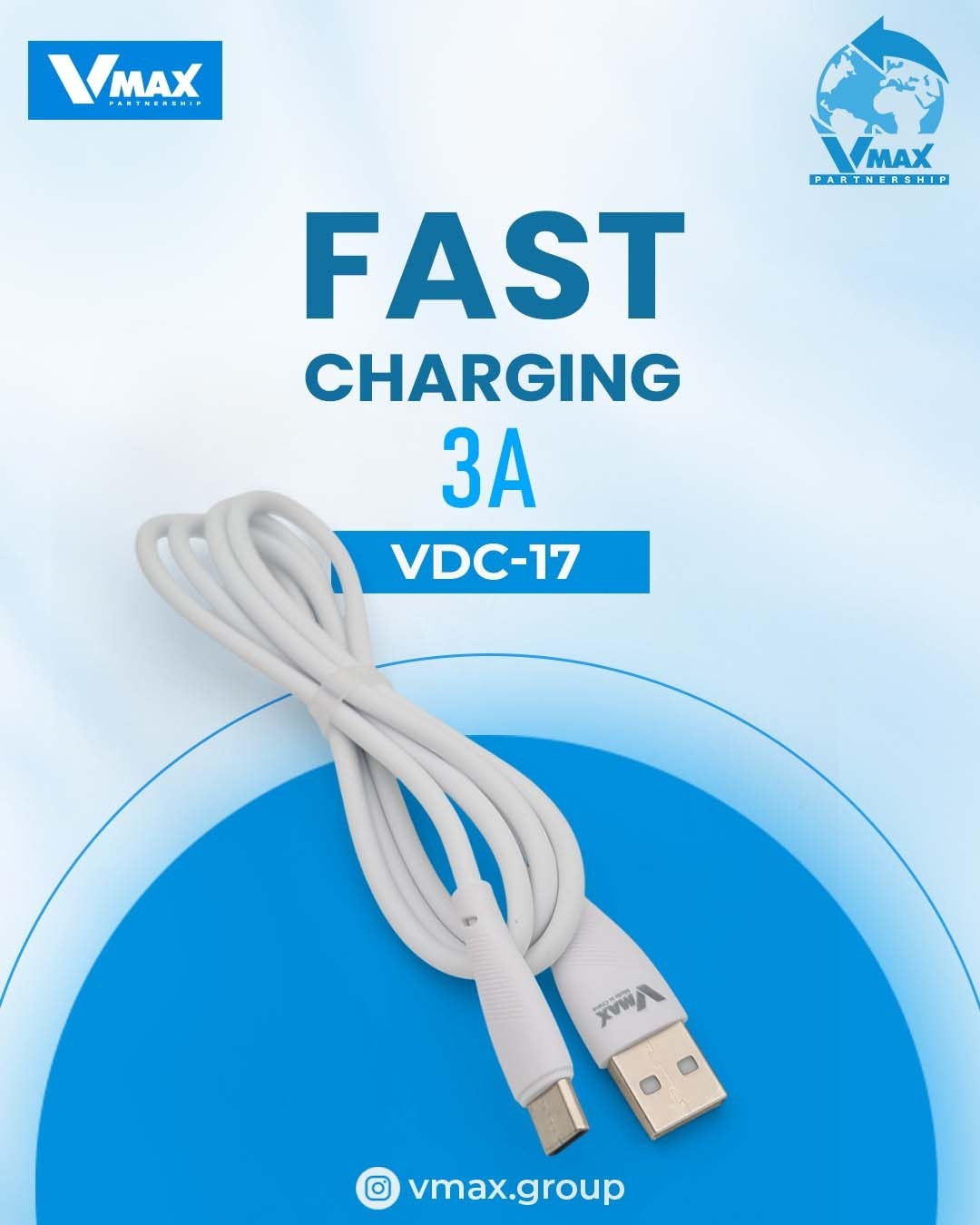 USB CABLE    3A / TYPE C / FAST     وصلة في ماكس تايب سي فاست 3 امبير     V MAX    VDC 17