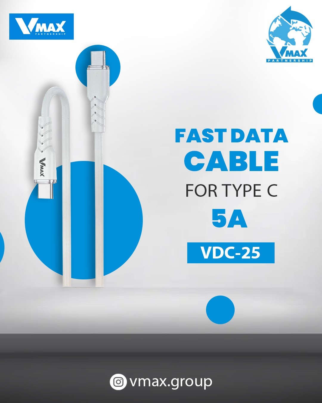 USB CABLE    5A / TYPE C TO TYPE C / FAST    وصلة في ماكس تايب سي الى تايب سي 5 امبير فاست     V MAX    VDC 25