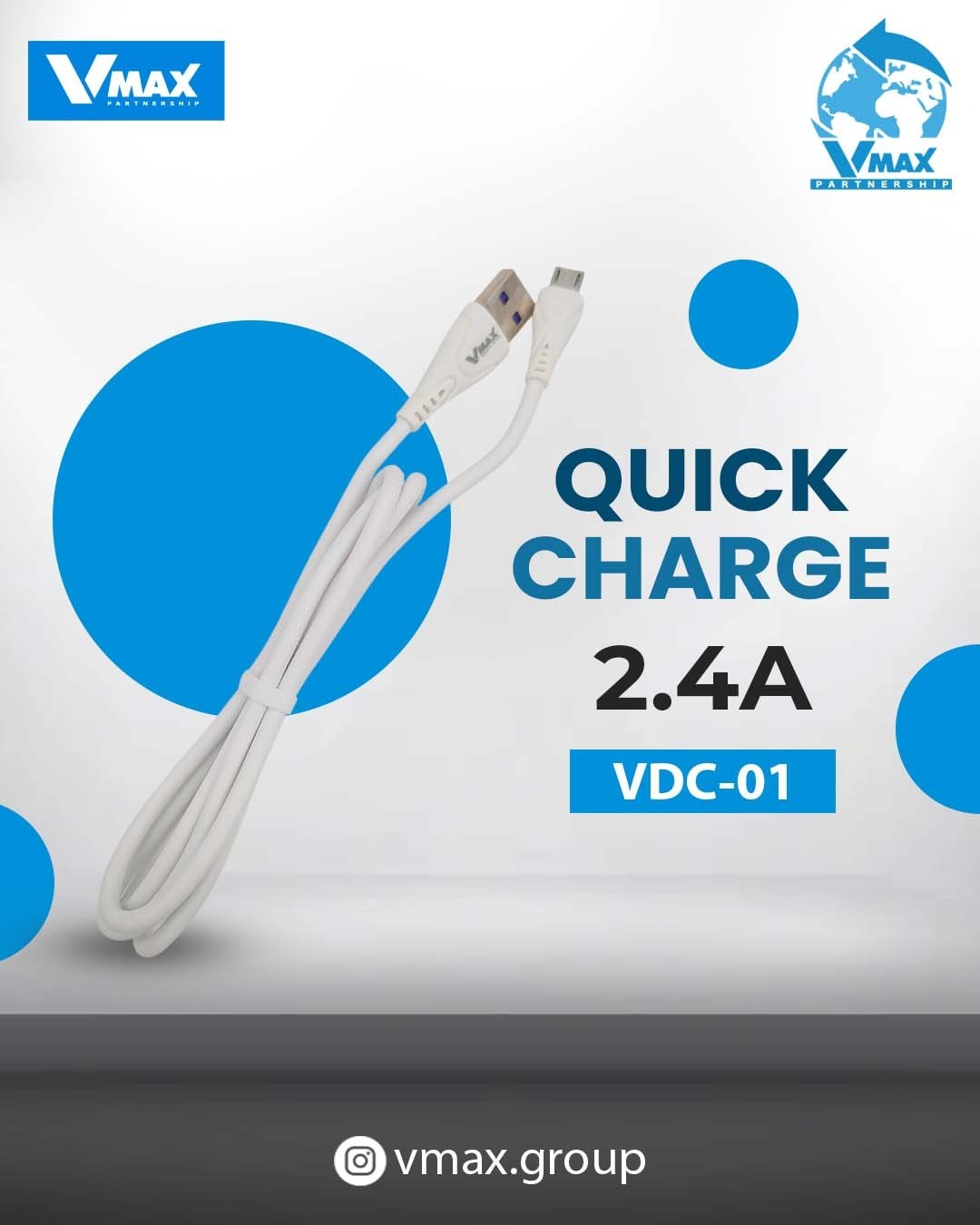 USB CABLE    2.4 A / MICRO / FAST    وصلة في ماكس سامسونغ فاست 2.4 امبير    V MAX    VDC 01