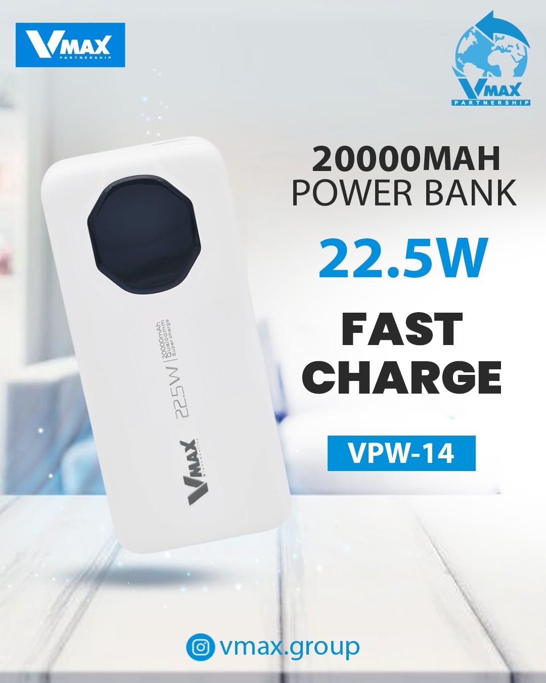 POWER BANK     22.5W  / 20000 MAH / FAST / LCD    بور بانك في ماكس فاست مع شاشة    V MAX    VPW 14